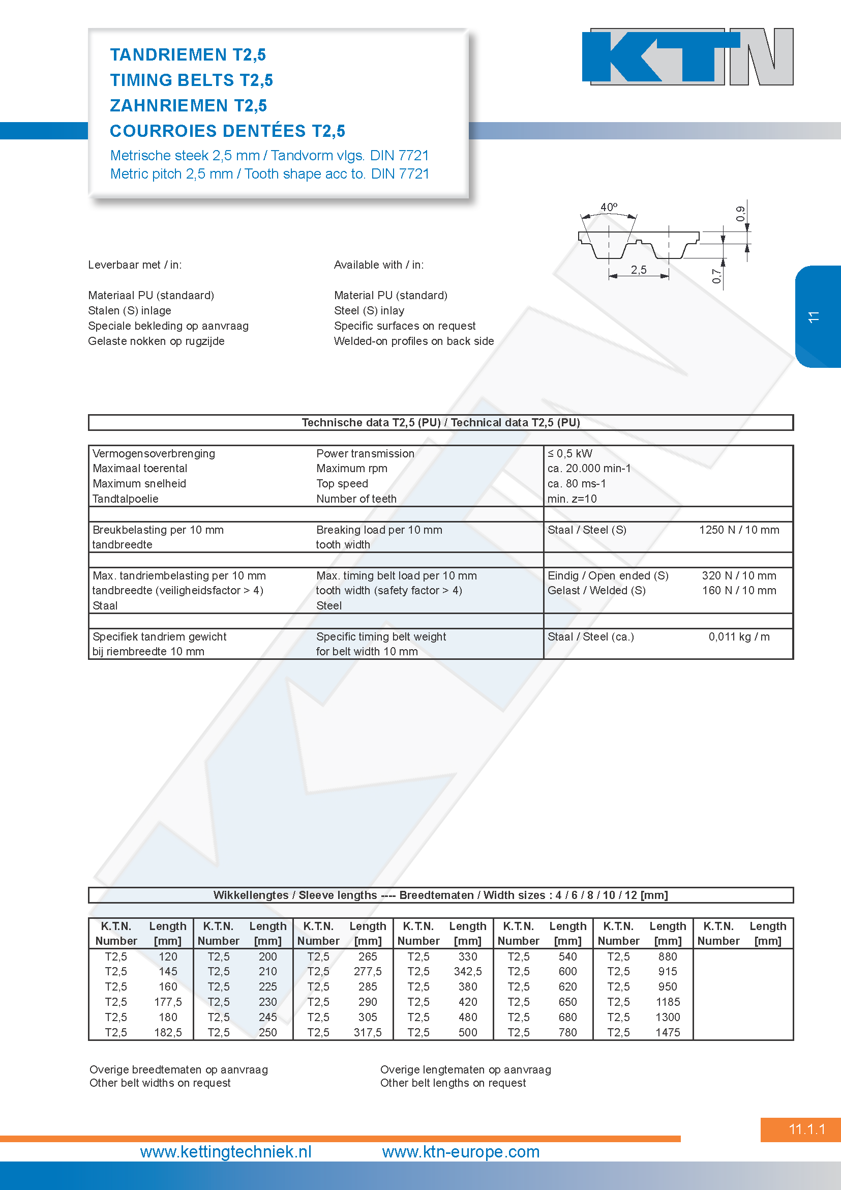 Tandriemen T serie T2,5 
