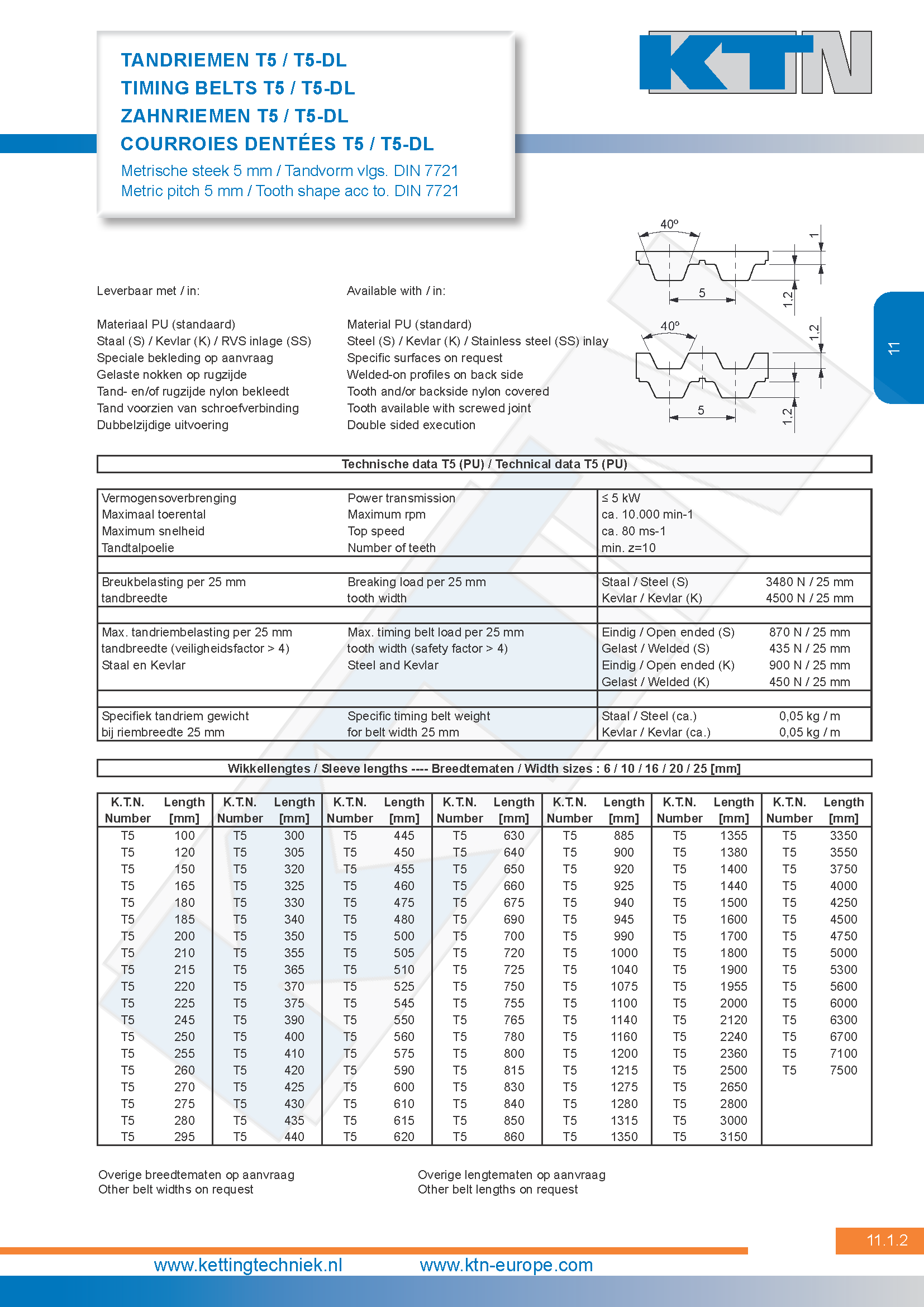 Tandriemen T serie T5 / T5-DL 