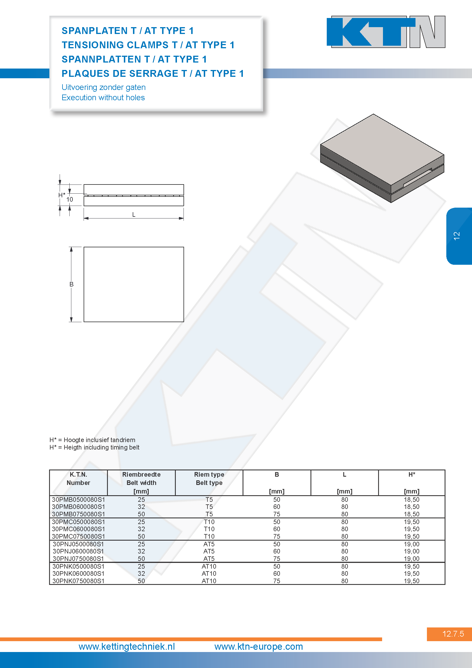 Klem- en spanplaten Spanplaten – T / AT Type 1 