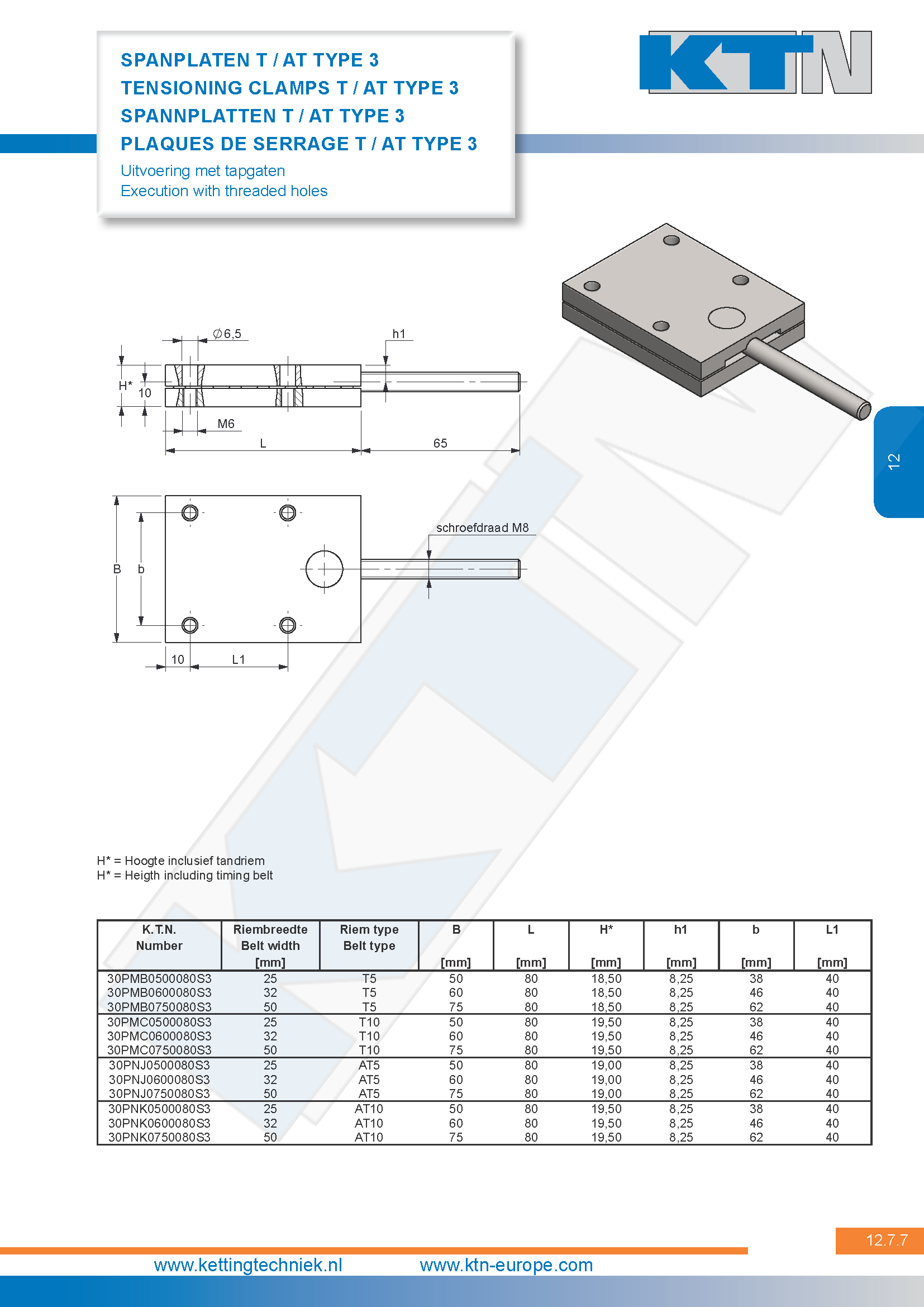 Klem- en spanplaten Spanplaten – T / AT Type 3 