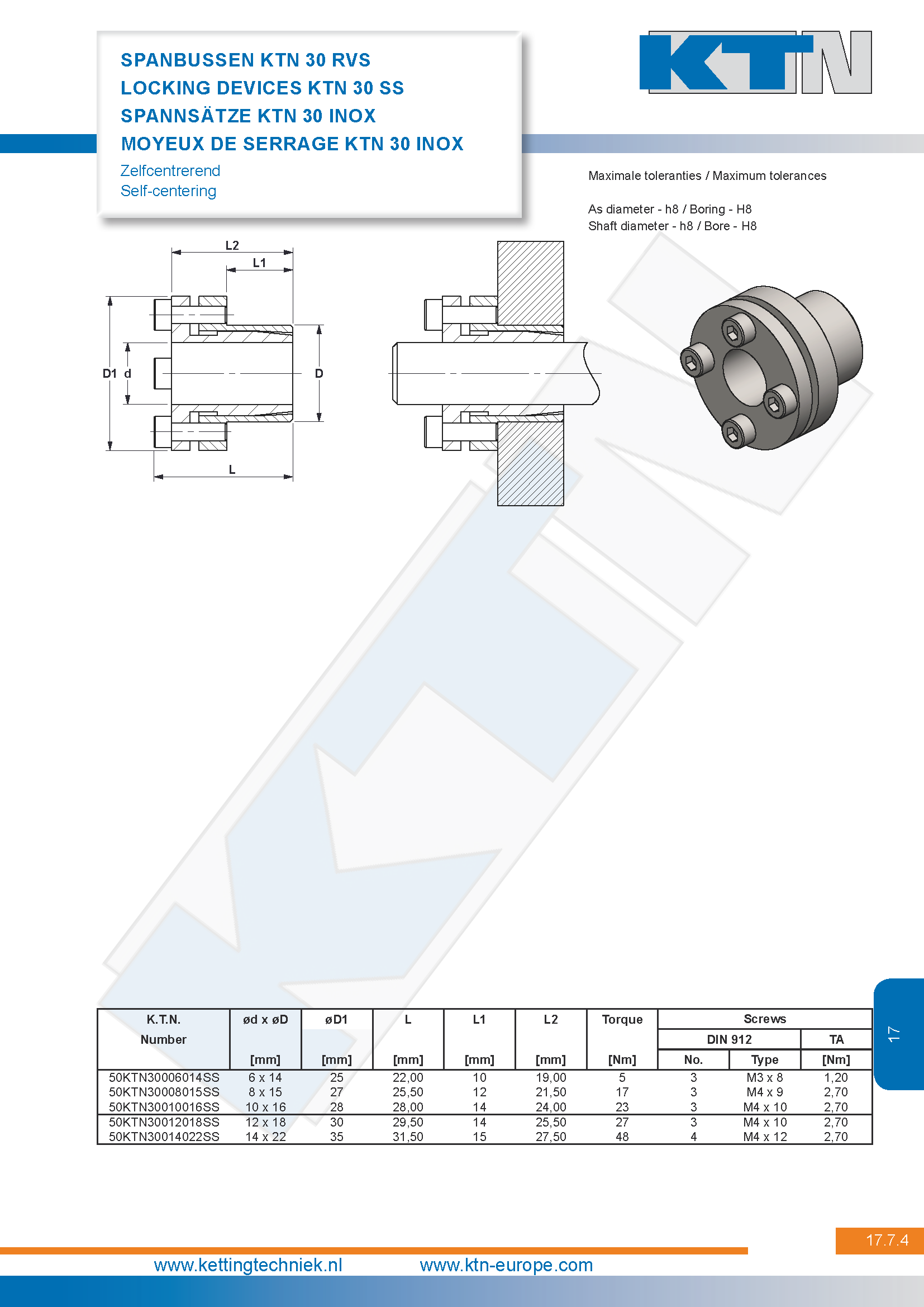 Klem- en Spanbussen RVS KTN 30 