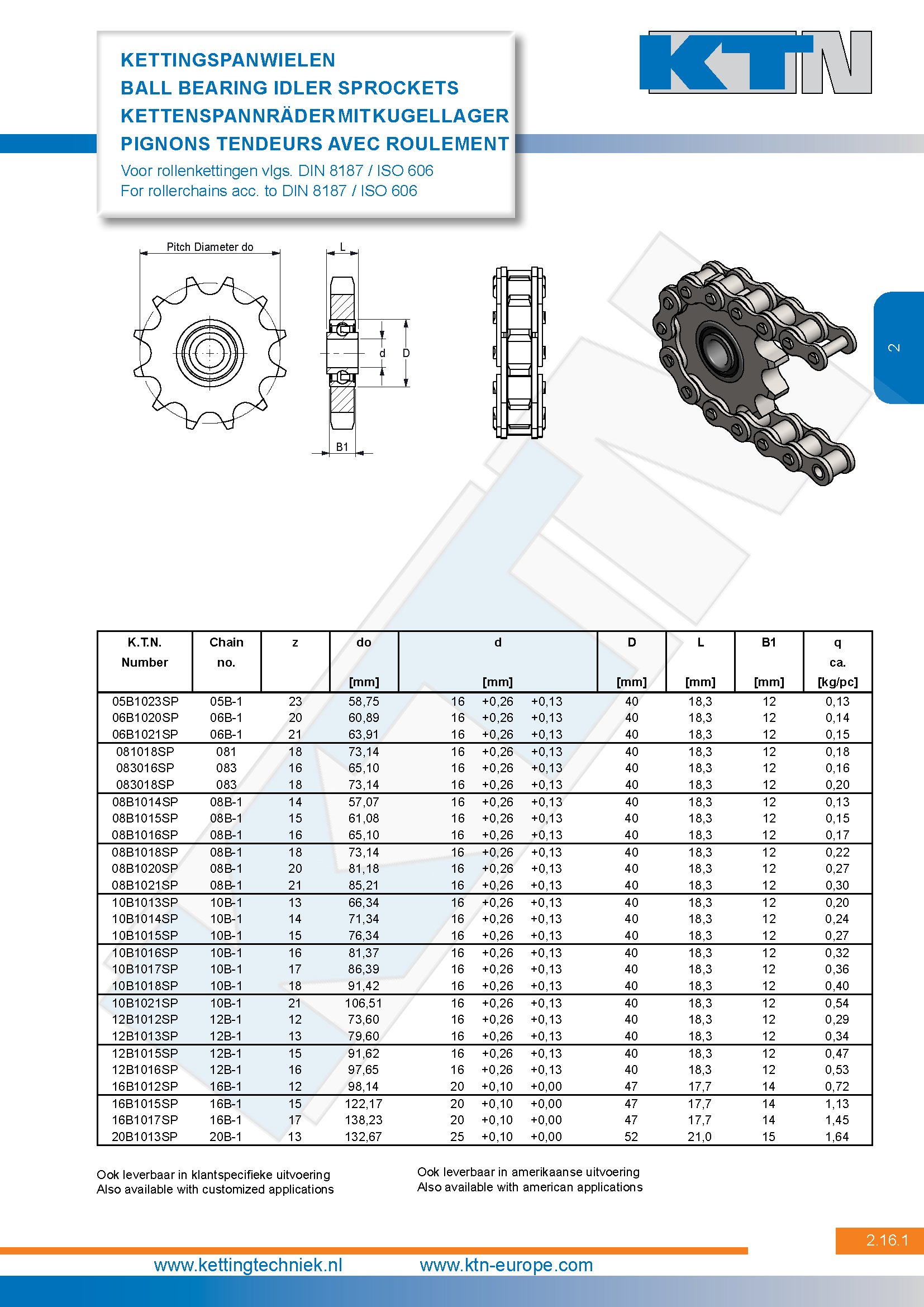 Rollenkettingwielen Kettingspanwielen DIN 8187 / ISO 606